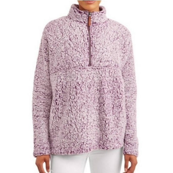 Time and Tru Tops - Time and Tru 1/4 zip fleece Sherpa purple sweatshirt Pullover medium